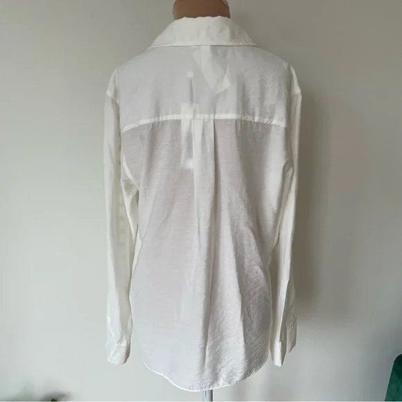 Jonathan Simkhai Stormy Beaded Ivory V-Neck Collar Long Sleeve Coverup Top NWT M - Picture 8 of 12